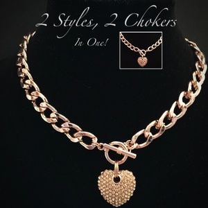 🆕✅✴️ ROSE GOLD CHARM TOGGLE CURB CHAIN CHOKER